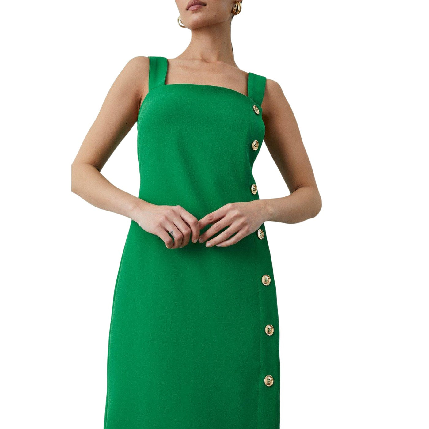 Green - Side - Principles Womens-Ladies Crepe Button Detail Pencil Dress