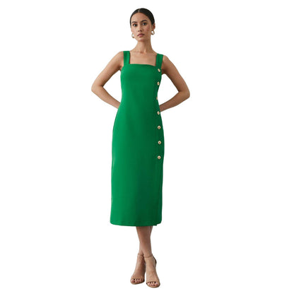 Green - Lifestyle - Principles Womens-Ladies Crepe Button Detail Pencil Dress