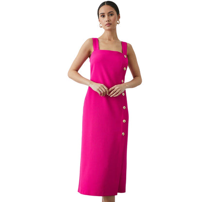 Pink - Front - Principles Womens-Ladies Crepe Button Detail Pencil Dress