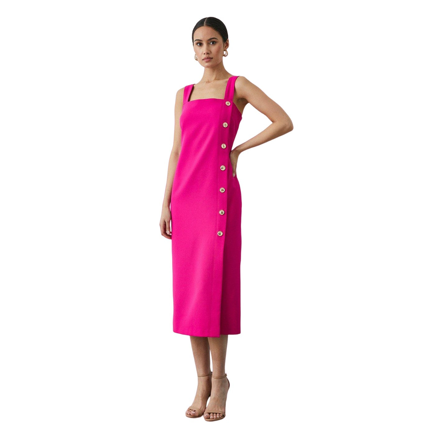 Pink - Lifestyle - Principles Womens-Ladies Crepe Button Detail Pencil Dress