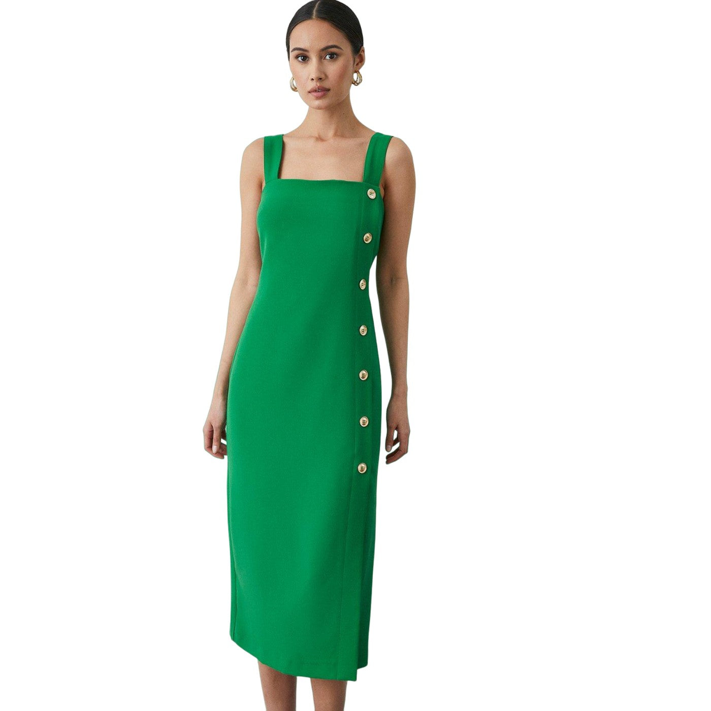Green - Front - Principles Womens-Ladies Crepe Button Detail Pencil Dress