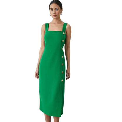Green - Front - Principles Womens-Ladies Crepe Button Detail Pencil Dress