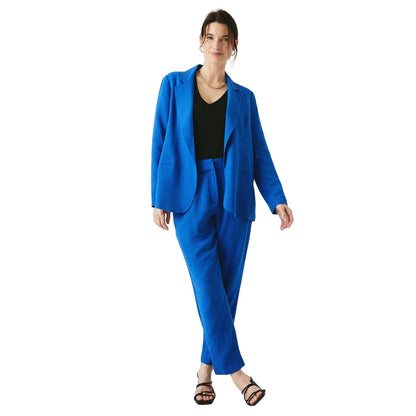 Cobalt Blue - Side - Maine Womens-Ladies Linen Blend Single-Breasted Blazer