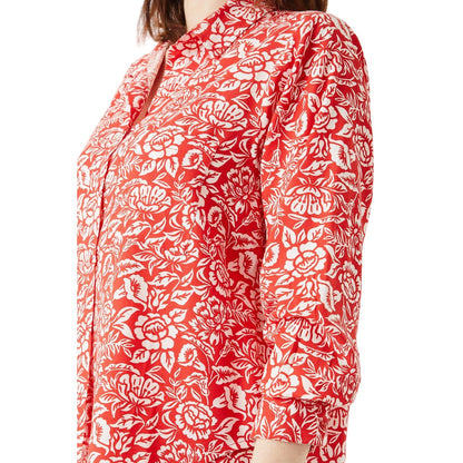Red - Side - Maine Womens-Ladies Floral All-Over Print Shirt