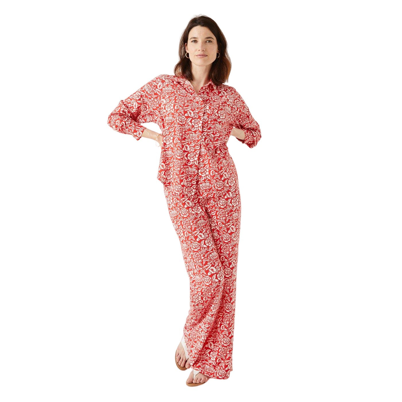 Red - Lifestyle - Maine Womens-Ladies Floral All-Over Print Shirt