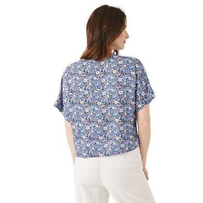 Pink - Back - Maine Womens-Ladies Floral Button Through Blouse