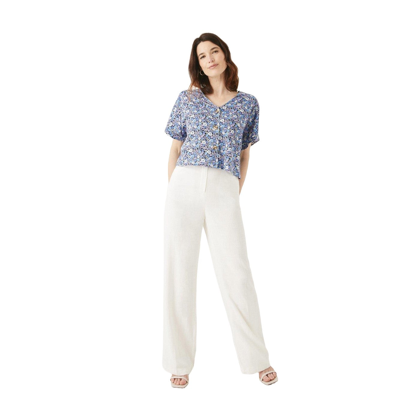 Pink - Front - Maine Womens-Ladies Floral Button Through Blouse
