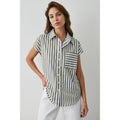 Khaki - Front - Principles Womens-Ladies Striped Linen Blend Oversized Capped Sleeved Shirt