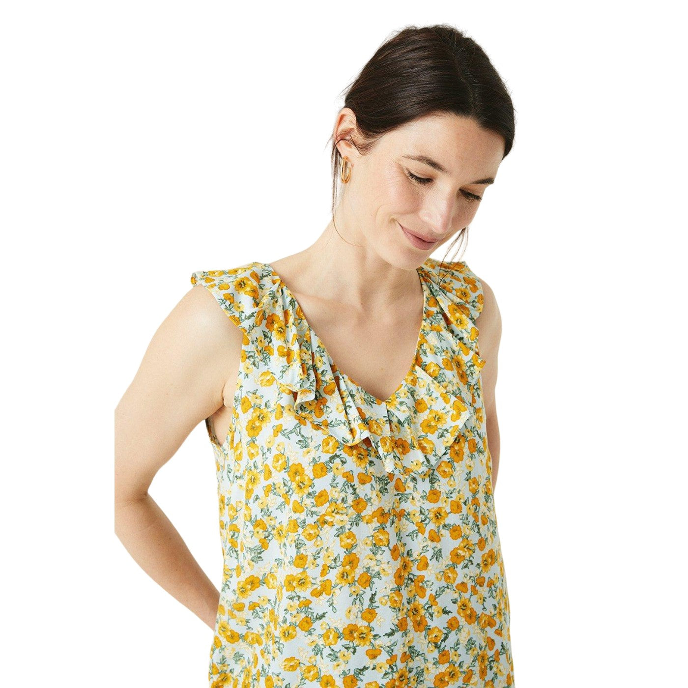 Blue - Side - Maine Womens-Ladies Ruffles Blouse