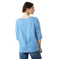 Blue - Back - Maine Womens-Ladies Stripe 3-4 Sleeve Top