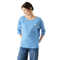 Blue - Front - Maine Womens-Ladies Stripe 3-4 Sleeve Top