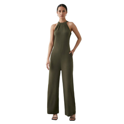 Khaki - Front - Principles Womens-Ladies Twist Neck Jumpsuit