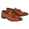 Tan - Front - Debenhams Mens Abingdon Tassel Leather Loafers