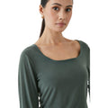 Khaki Green - Side - Principles Womens-Ladies Soft Touch 3-4 Sleeve Top