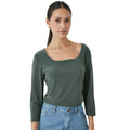Khaki Green - Front - Principles Womens-Ladies Soft Touch 3-4 Sleeve Top