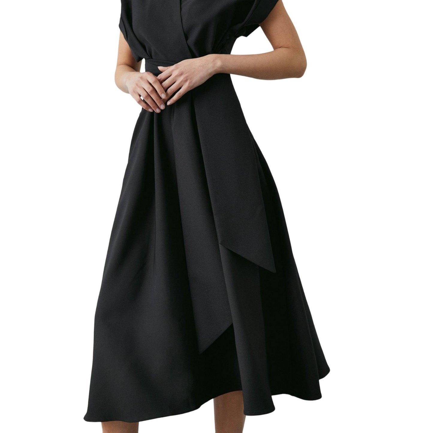 Black - Side - Principles Womens-Ladies Front Tie Midi Dress