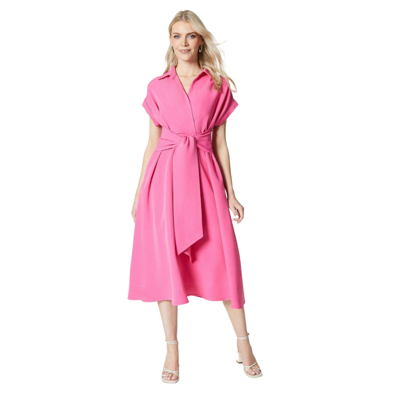Pink - Front - Principles Womens-Ladies Front Tie Midi Dress