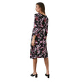 Multicoloured - Back - Maine Womens-Ladies Floral Twist Neck Short-Sleeved Midi Dress