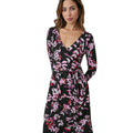 Multicoloured - Side - Maine Womens-Ladies Floral Twist Neck Short-Sleeved Midi Dress
