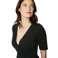 Black - Side - Maine Womens-Ladies Tiered Wrap Midi Dress