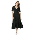 Black - Front - Maine Womens-Ladies Tiered Wrap Midi Dress