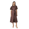 Chocolate Brown - Front - Principles Womens-Ladies Spotted Keyhole Midi Dress