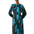 Teal - Lifestyle - Principles Womens-Ladies Abstract Belt Long-Sleeved Midi Dress