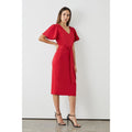 Red - Front - Principles Womens-Ladies Ponte Belt Ruffle Midi Dress