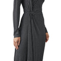 Black - Side - Principles Womens-Ladies Dogtooth Twisted Midi Dress