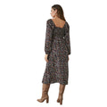 Black - Back - Principles Womens-Ladies Abstract Shirred Long-Sleeved Midi Dress