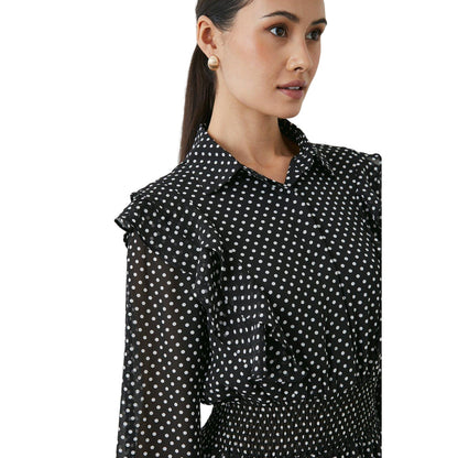 Black - Side - Principles Womens-Ladies Spotted Button Front Shirt Dress