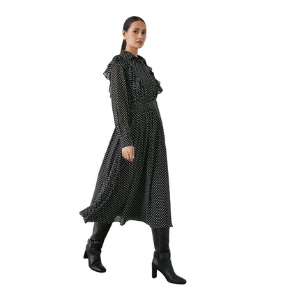 Black - Front - Principles Womens-Ladies Spotted Button Front Shirt Dress