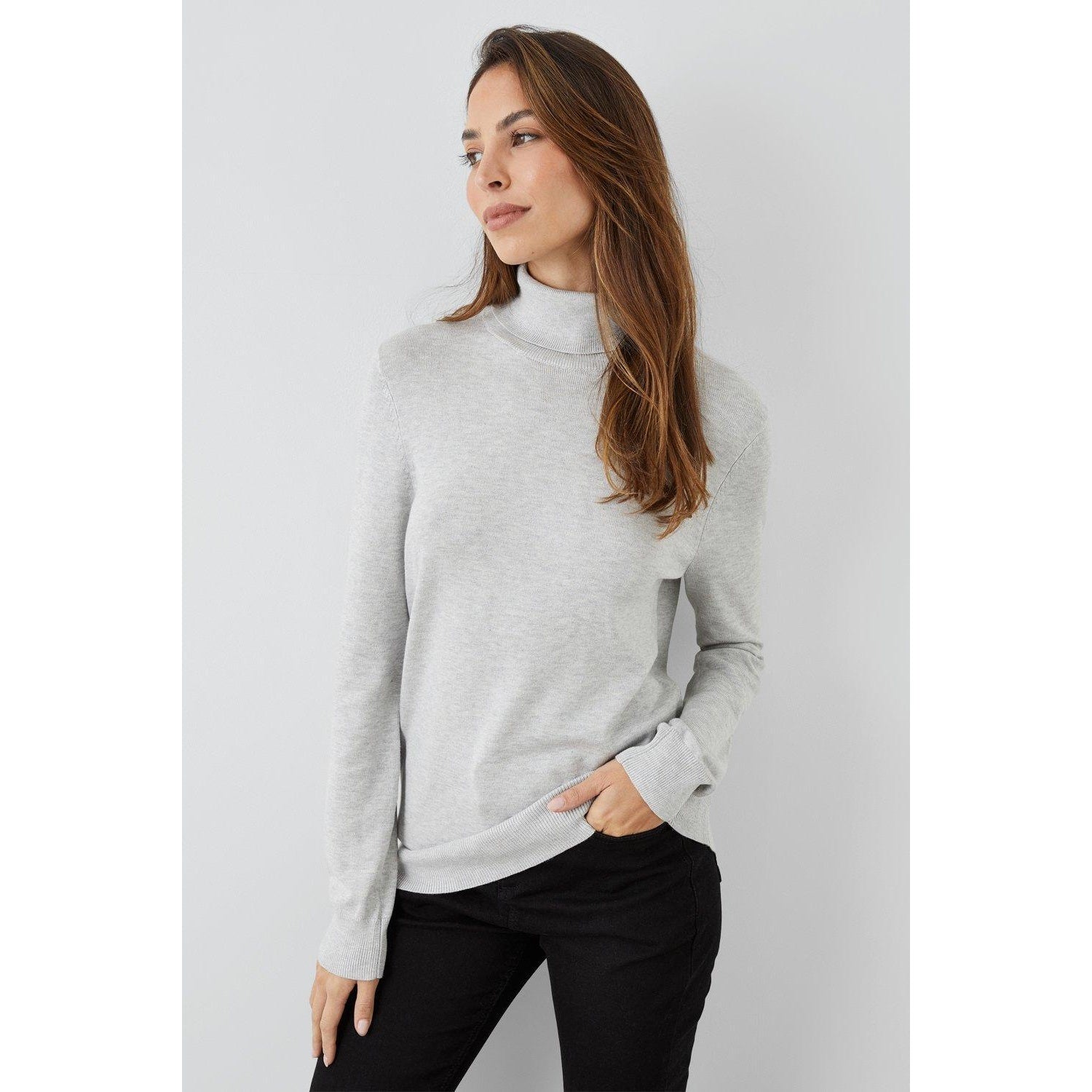Grey Marl - Front - Principles Womens-Ladies Roll Neck Jumper