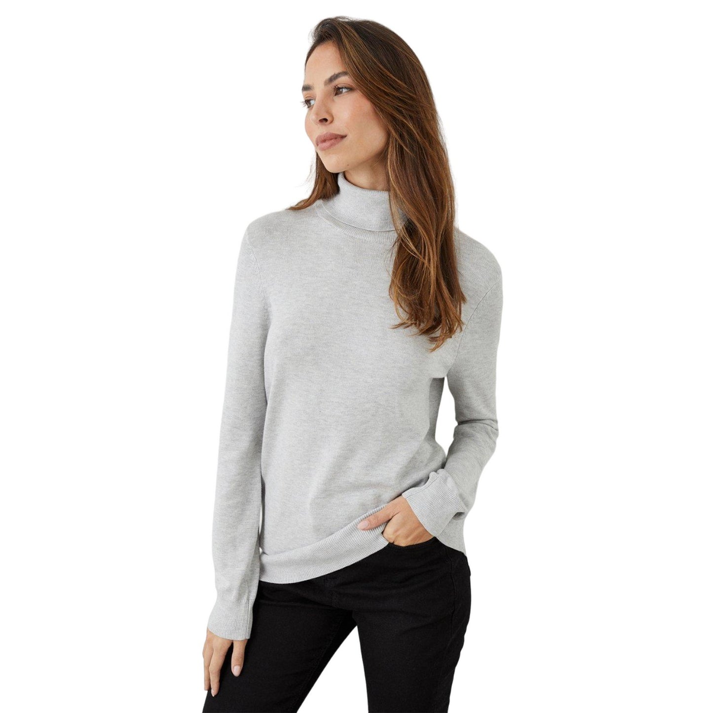 Grey Marl - Front - Principles Womens-Ladies Roll Neck Jumper