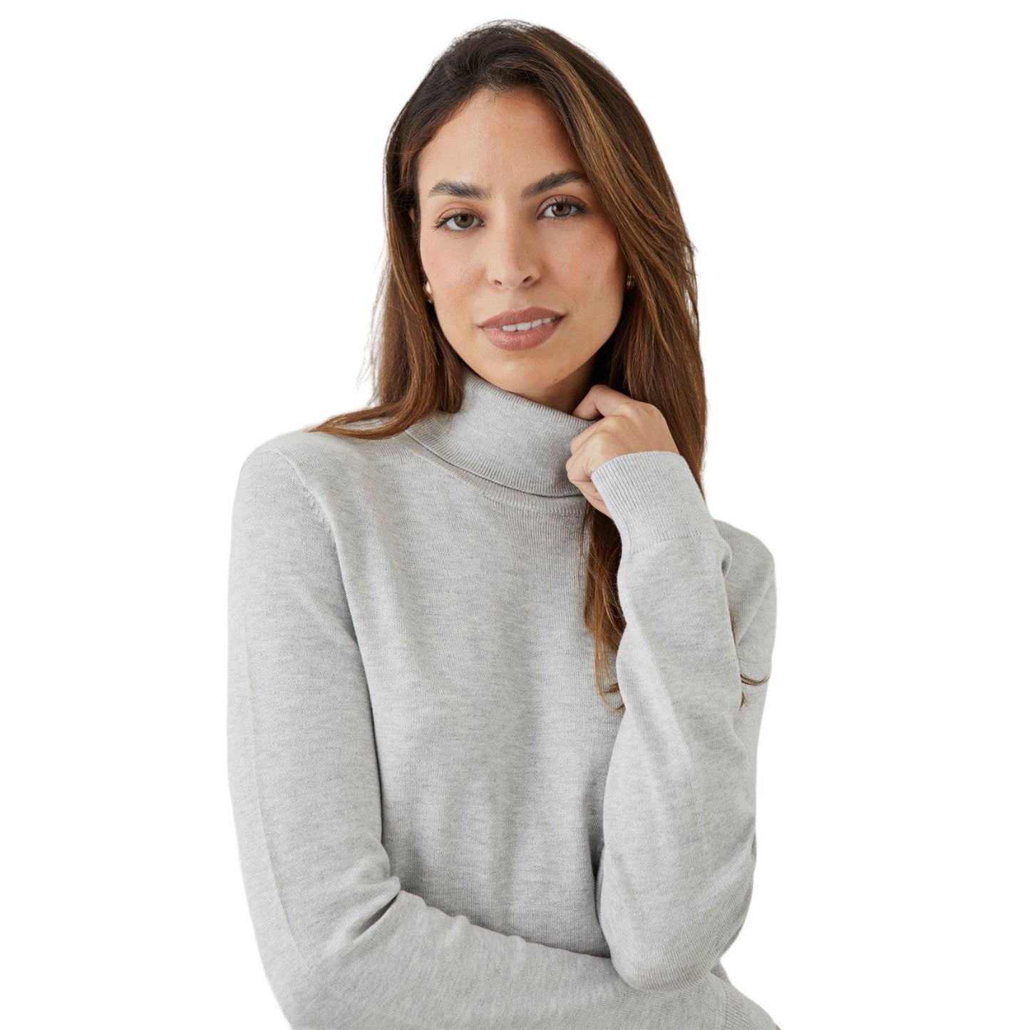 Grey Marl - Side - Principles Womens-Ladies Roll Neck Jumper