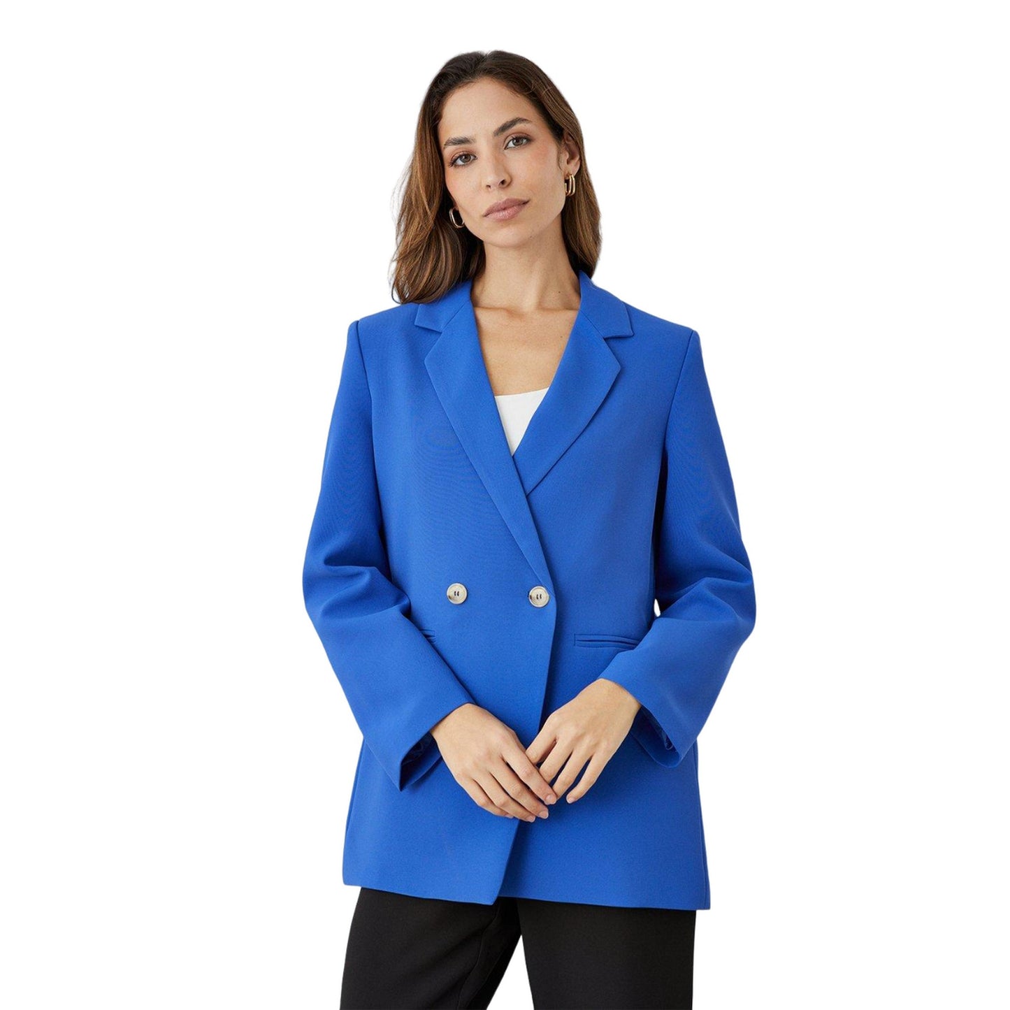 Blue - Front - Principles Womens-Ladies Double-Breasted Relaxed Fit Blazer