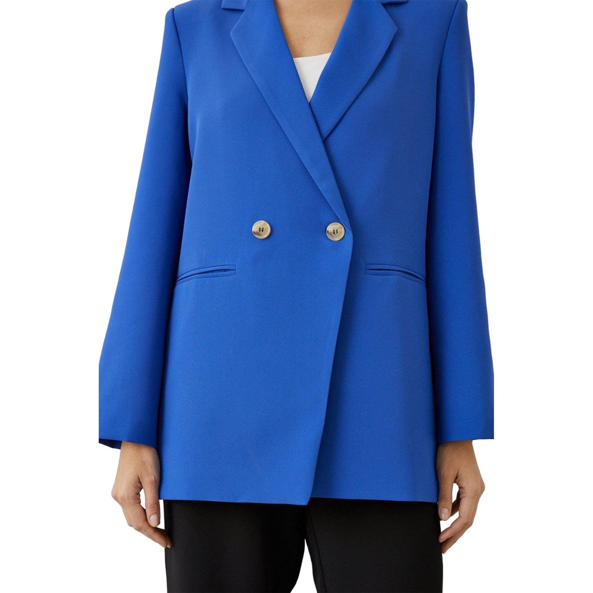Blue - Side - Principles Womens-Ladies Double-Breasted Relaxed Fit Blazer