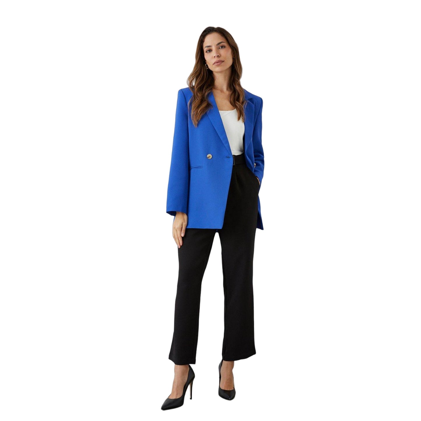 Blue - Lifestyle - Principles Womens-Ladies Double-Breasted Relaxed Fit Blazer