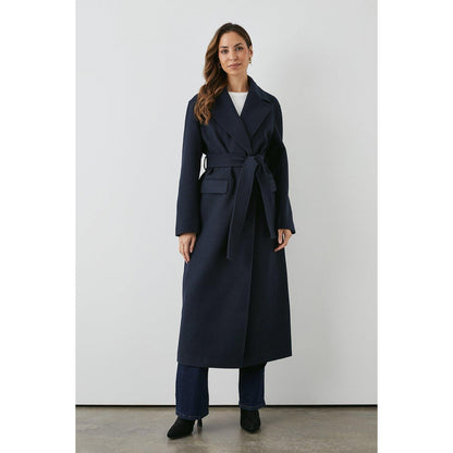 Navy - Front - Principles Womens-Ladies Maxi Double-Breasted Coat