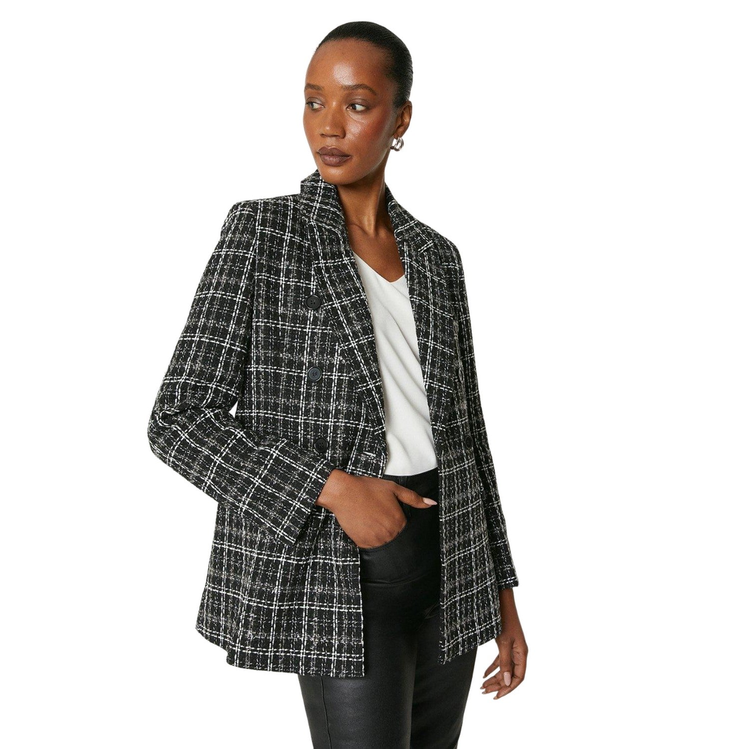 Black - Side - Principles Womens-Ladies Double-Breasted Blazer