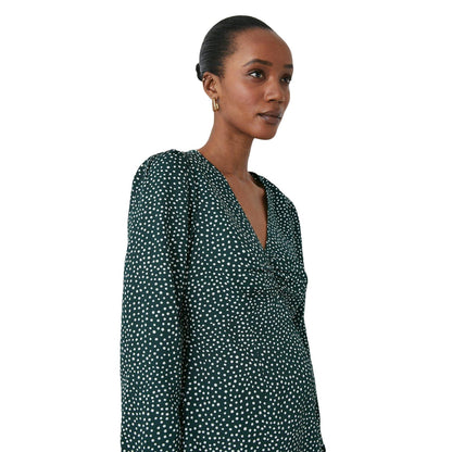 Green - Side - Principles Womens-Ladies Spotted Ruched Front Top