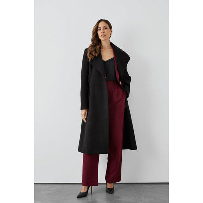 Black - Front - Principles Womens-Ladies Belted Wrap Longline Coat