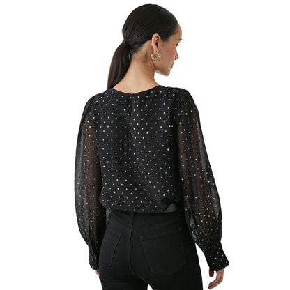 Black - Back - Principles Womens-Ladies Spotted Chiffon Metallic Blouse