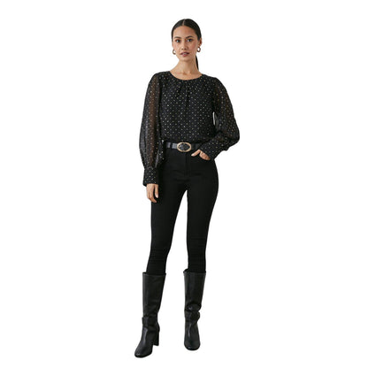 Black - Lifestyle - Principles Womens-Ladies Spotted Chiffon Metallic Blouse