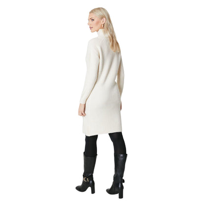 Neutral - Back - Principles Womens-Ladies Zip Knitted Funnel Neck Midi Dress