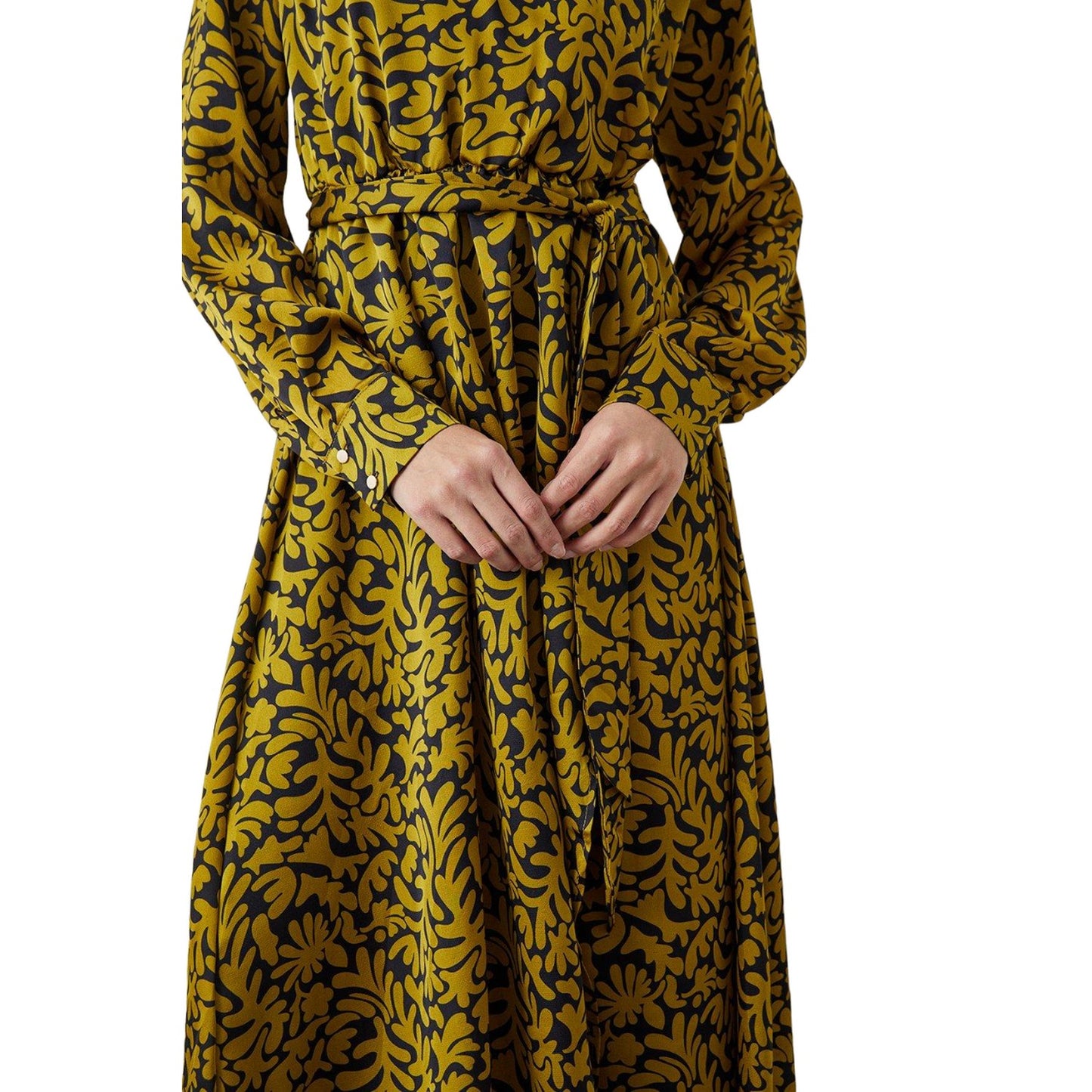 Chartreuse - Side - Principles Womens-Ladies Abstract Satin Wrap Dress
