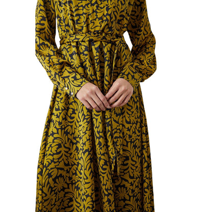 Chartreuse - Side - Principles Womens-Ladies Abstract Satin Wrap Dress