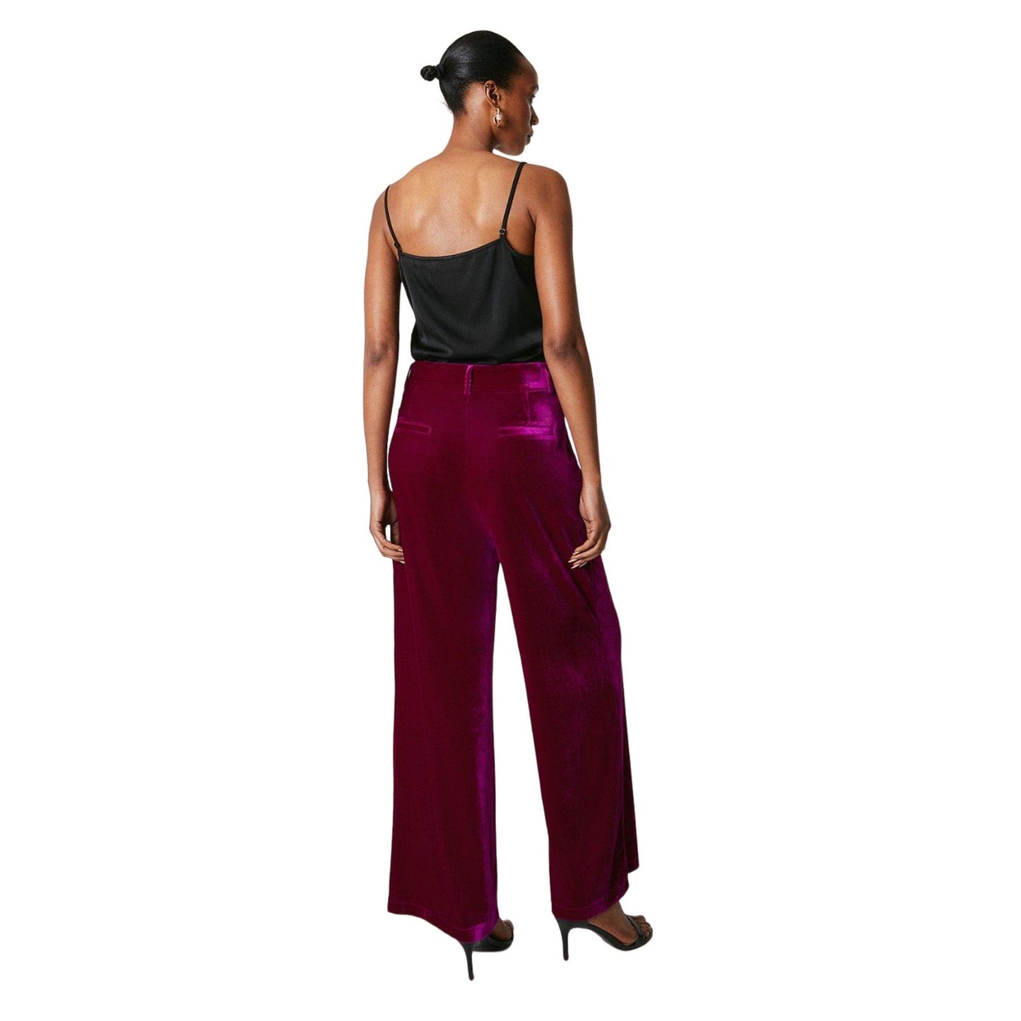 Pink - Back - Principles Womens-Ladies Velvet Bootcut Trousers