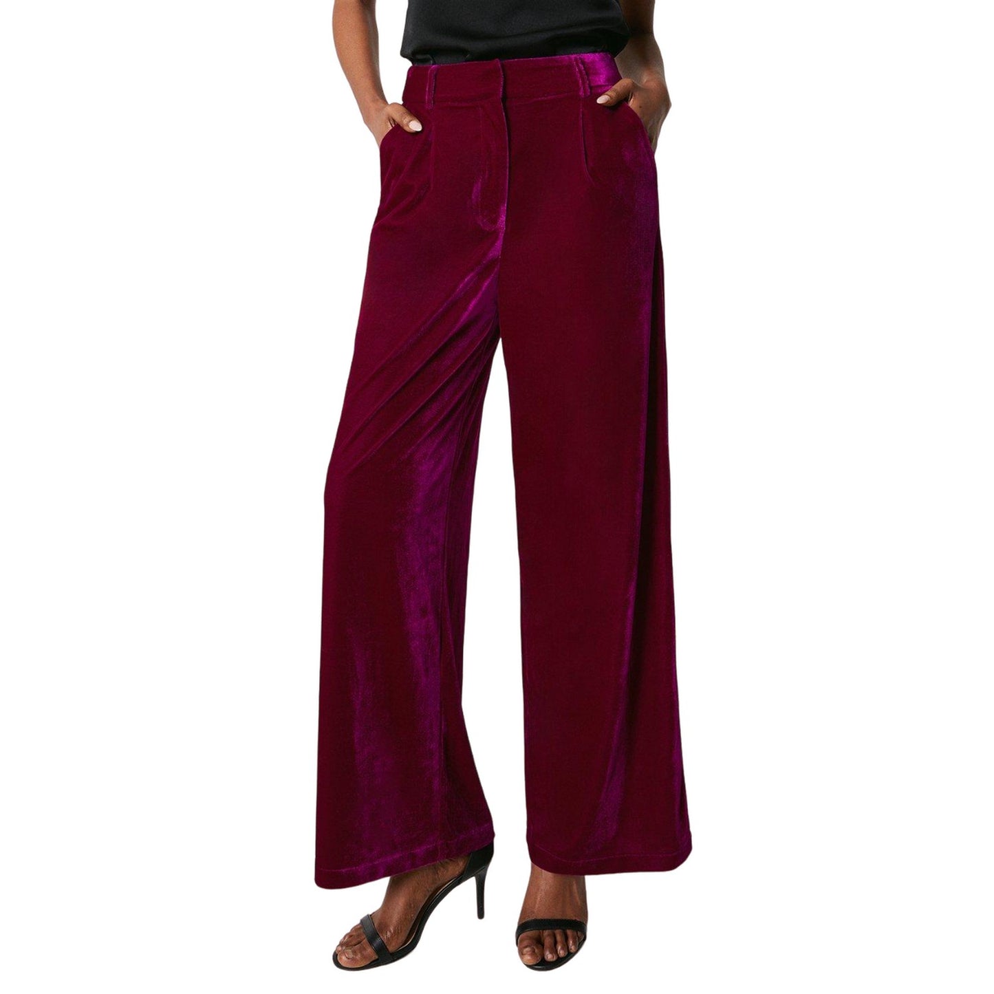 Pink - Front - Principles Womens-Ladies Velvet Bootcut Trousers