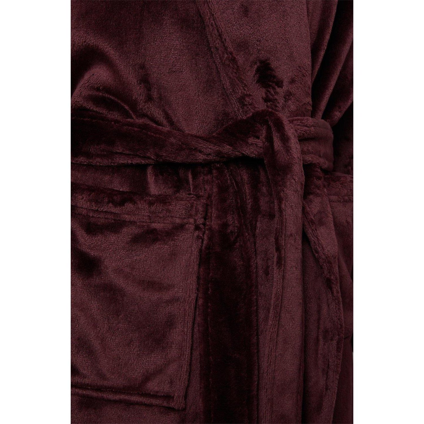 Burgundy - Side - Maine Womens-Ladies Marl Fleece Shawl Collar Gown
